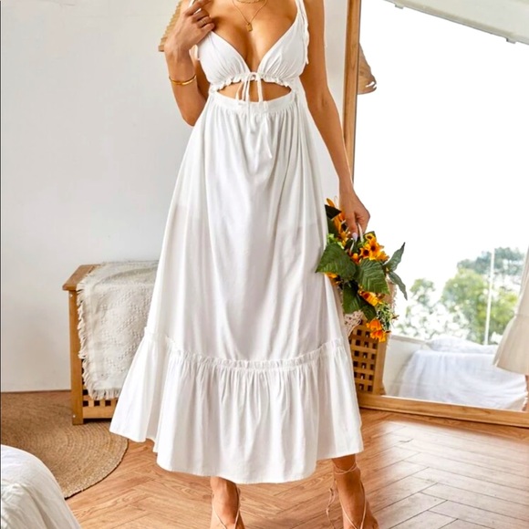 SHEIN Dresses & Skirts - SHEIN White Summer Dress w/ Leg slit